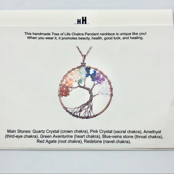 Tree of Life Necklace with Gems of the 7 Chakras - Picture 4 of 4